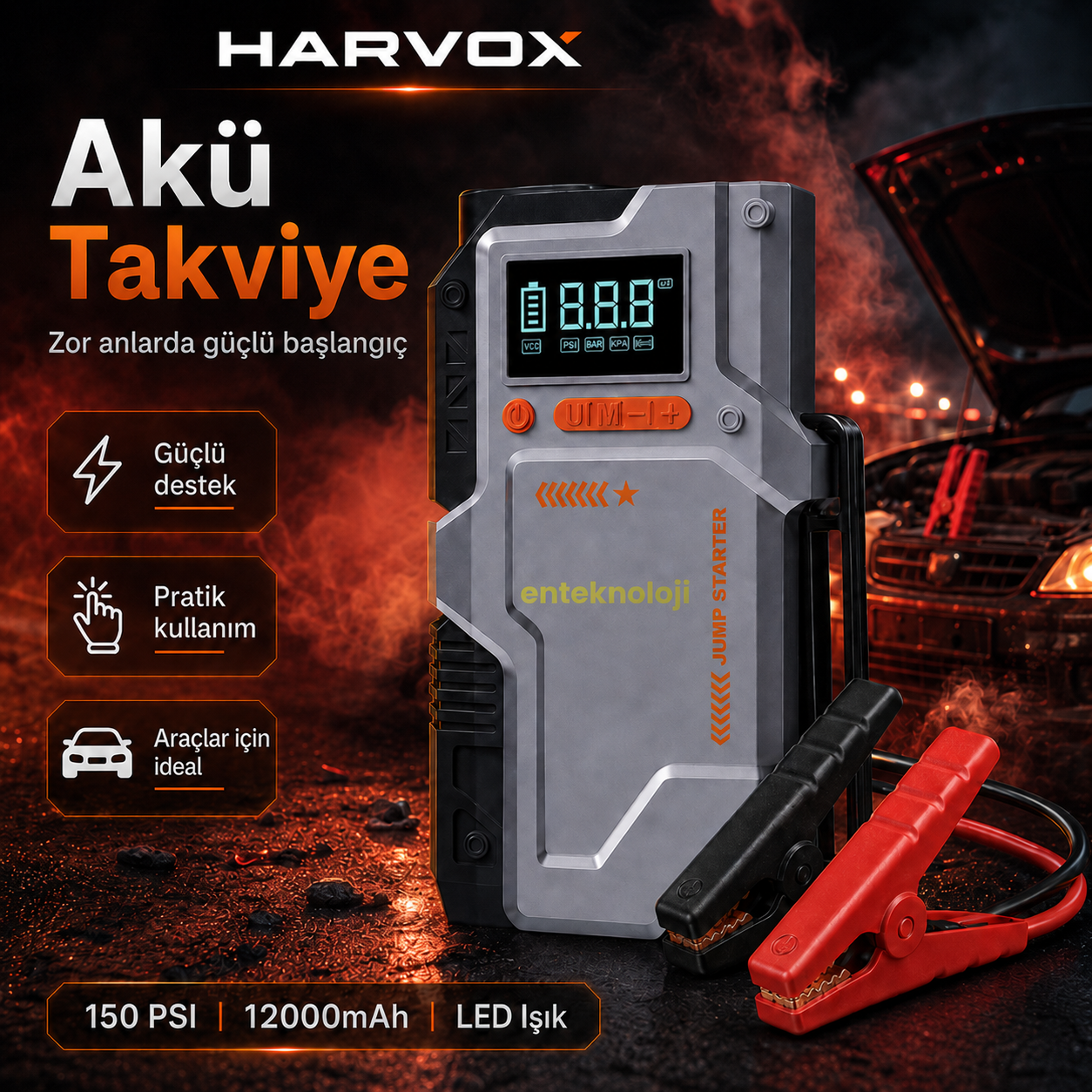 Harvox Akü Takviyeli Hava Kompresörü JS-006 - Görsel 6